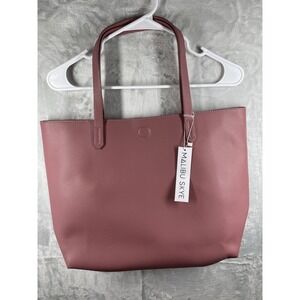 Malibu Skye Faux Leather Tote W/pouch NWT  Mauve Double Handle Large Handbag